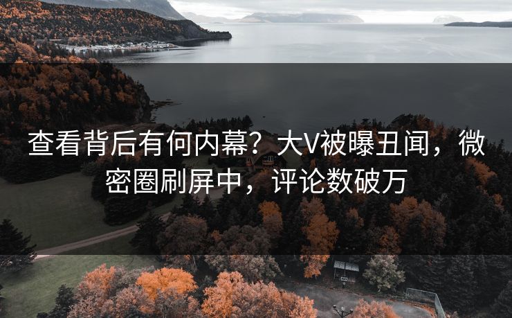 查看背后有何内幕？大V被曝丑闻，微密圈刷屏中，评论数破万