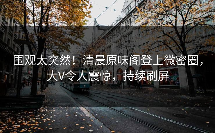 围观太突然！清晨原味阁登上微密圈，大V令人震惊，持续刷屏