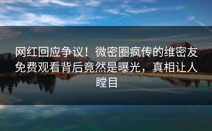 网红回应争议！微密圈疯传的维密友免费观看背后竟然是曝光，真相让人瞠目