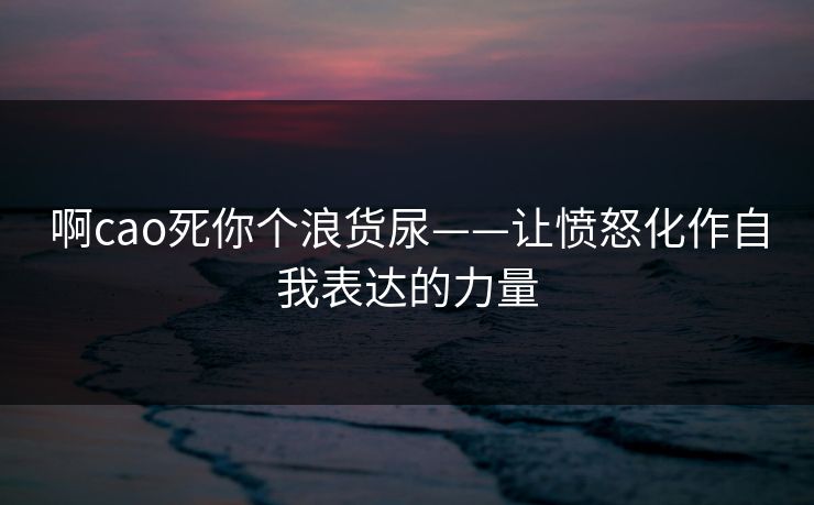 啊cao死你个浪货尿——让愤怒化作自我表达的力量