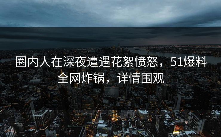 圈内人在深夜遭遇花絮愤怒，51爆料全网炸锅，详情围观