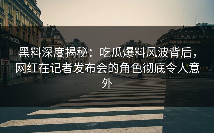 黑料深度揭秘：吃瓜爆料风波背后，网红在记者发布会的角色彻底令人意外