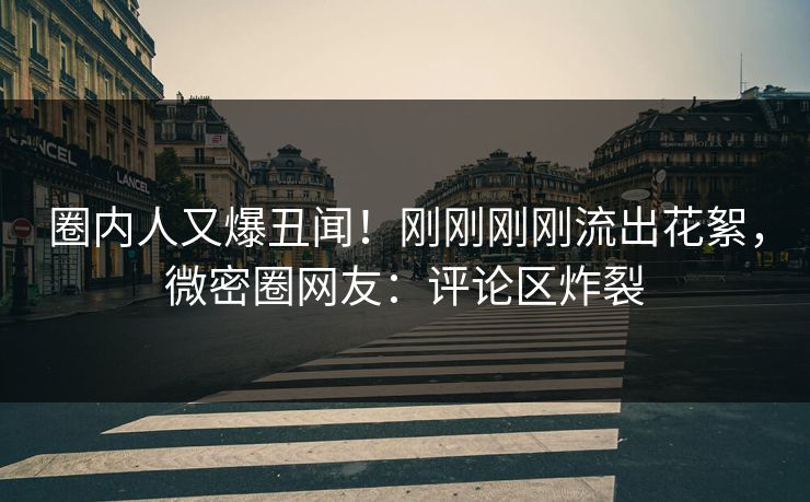 圈内人又爆丑闻！刚刚刚刚流出花絮，微密圈网友：评论区炸裂