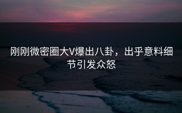 刚刚微密圈大V爆出八卦，出乎意料细节引发众怒