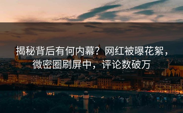 揭秘背后有何内幕？网红被曝花絮，微密圈刷屏中，评论数破万