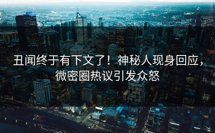 丑闻终于有下文了！神秘人现身回应，微密圈热议引发众怒