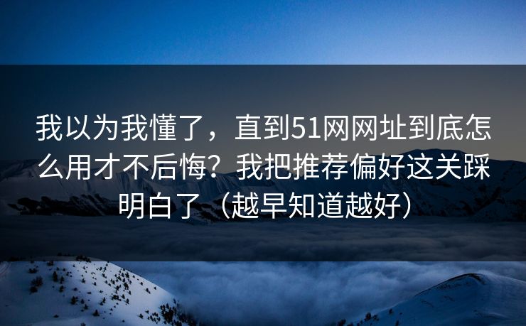 我以为我懂了，直到51网网址到底怎么用才不后悔？我把推荐偏好这关踩明白了（越早知道越好）